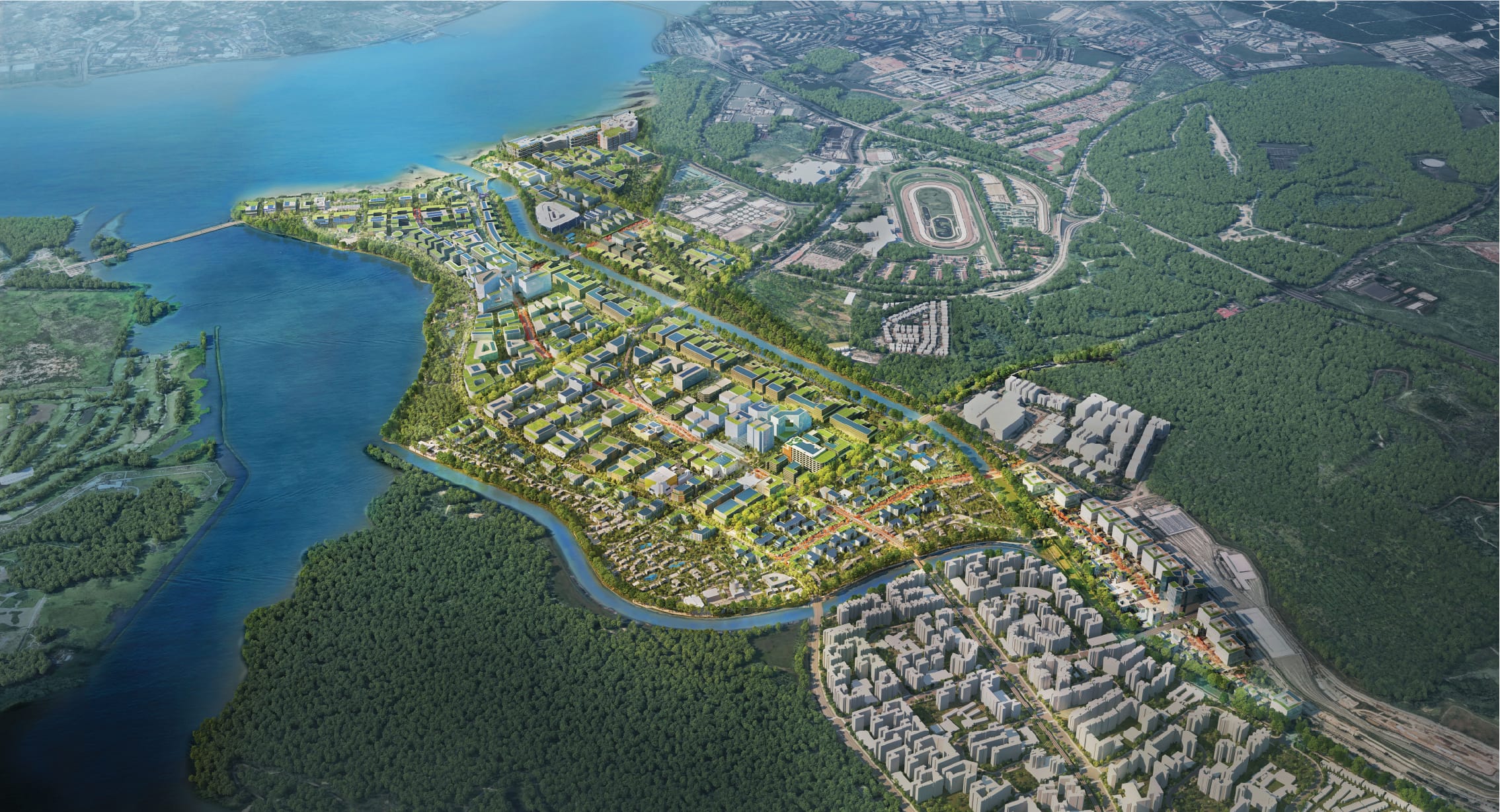 3D aerial render of future Sungei Kadut Eco-District